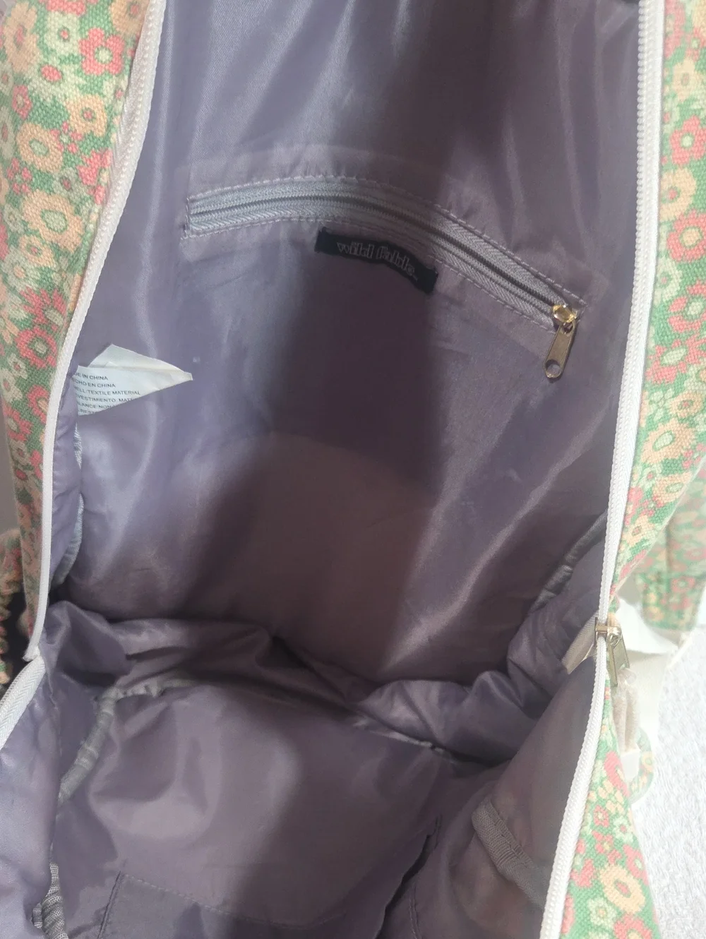 wild fable Floral Canvas Backpack — Cream, Pink & Green